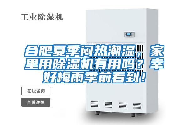 合肥夏季悶熱潮濕，家里用除濕機有用嗎？幸好梅雨季前看到！