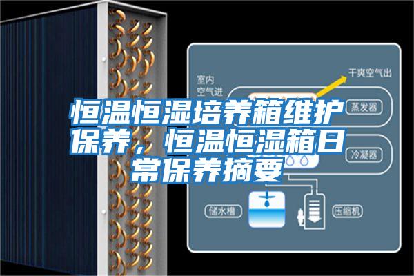 恒溫恒濕培養箱維護保養，恒溫恒濕箱日常保養摘要