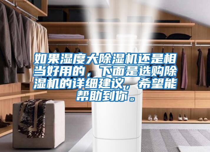 如果濕度大除濕機還是相當好用的，下面是選購除濕機的詳細建議，希望能幫助到你。
